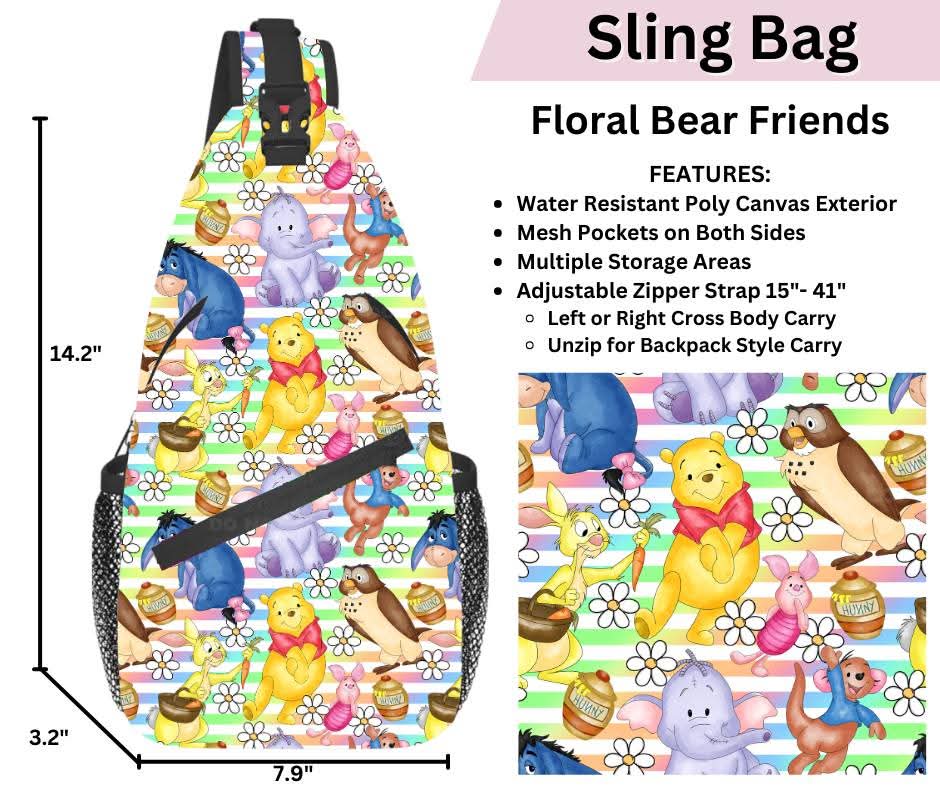 Floral Bear Friends Sling Bag