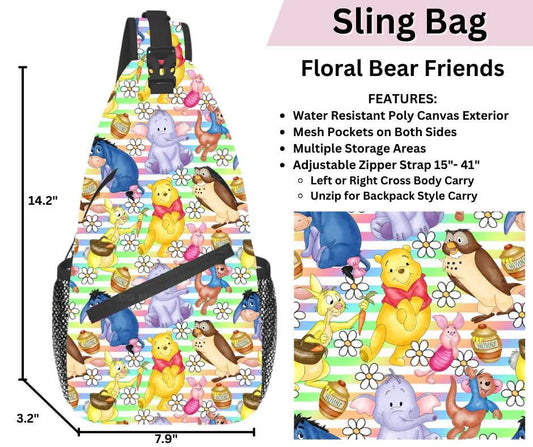 Floral Bear Friends Sling Bag