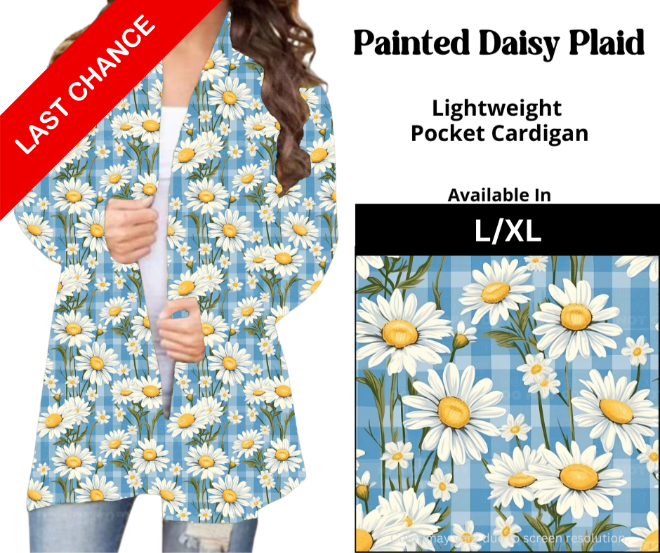 Painted Daisy Plaid Pocket Cardigan