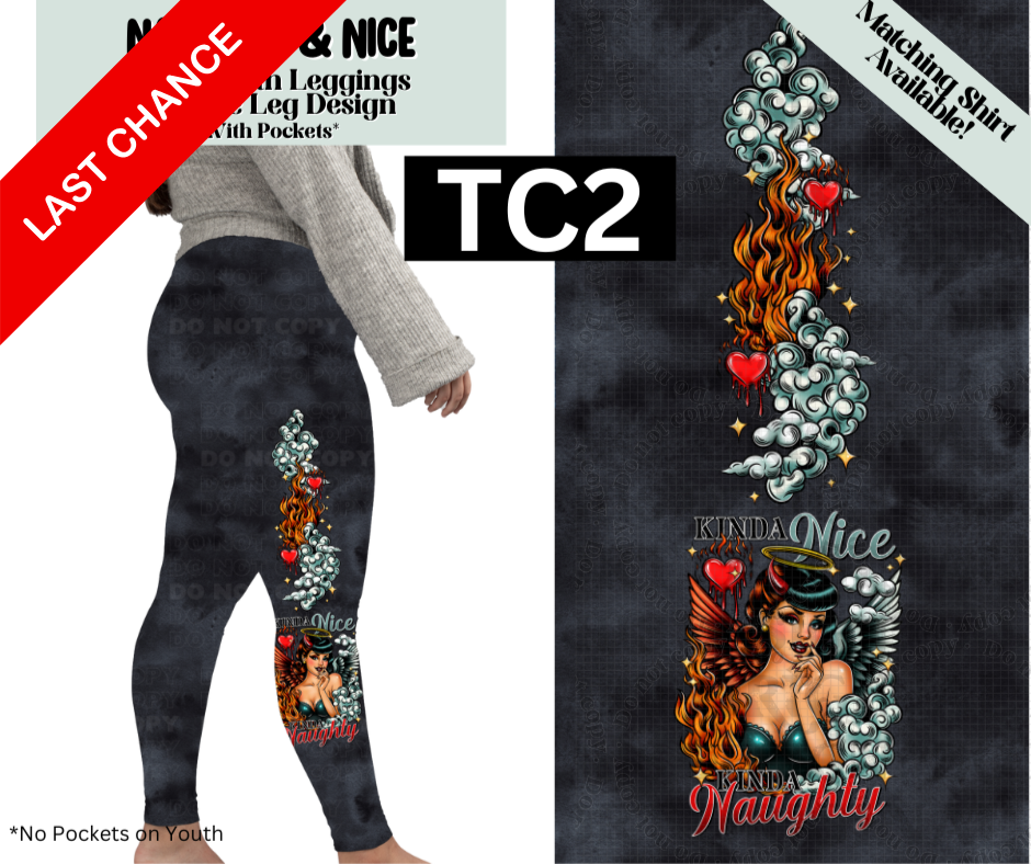 Naughty & Nice Full Length Leggings w/ Side Leg Designs
