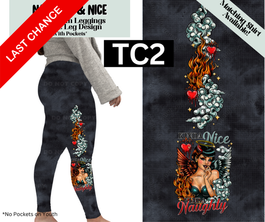 Naughty & Nice Full Length Leggings w/ Side Leg Designs