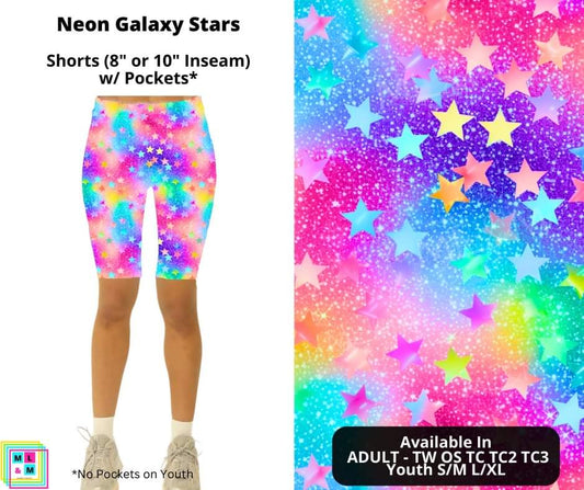 Neon Galaxy Stars Shorts w/ Pockets