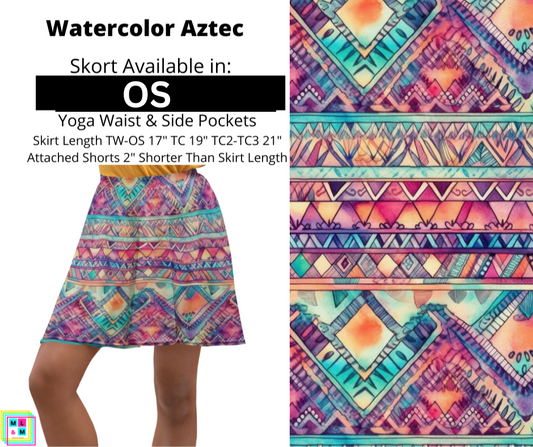 Watercolor Aztec Skort