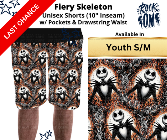 Fiery Skeleton Unisex Shorts