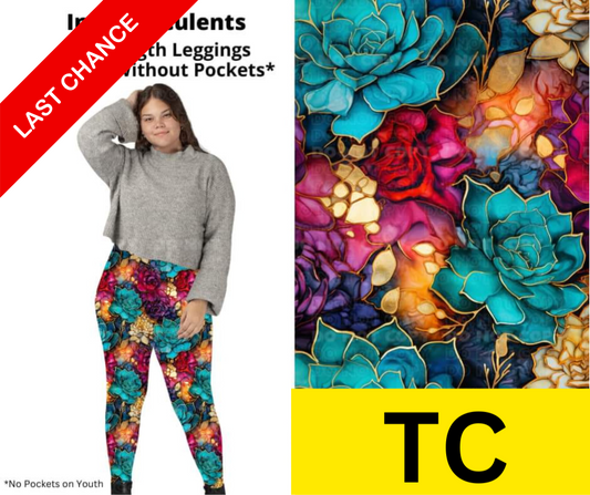 Inky Succulents Full Length Leggings w/ Pockets