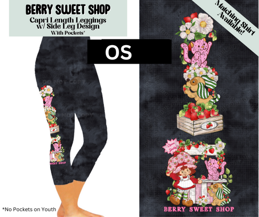 Berry Sweet Shop Capri Leggings w/ Side Leg Designs
