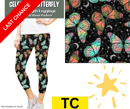 Celestial Butterfly Capri Length Leggings w/ Pockets