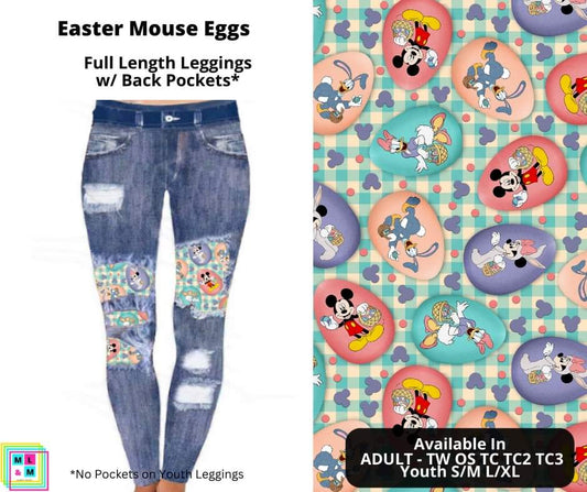 Easter Mouse Eggs Faux Denim Full Length Peekaboo Leggings