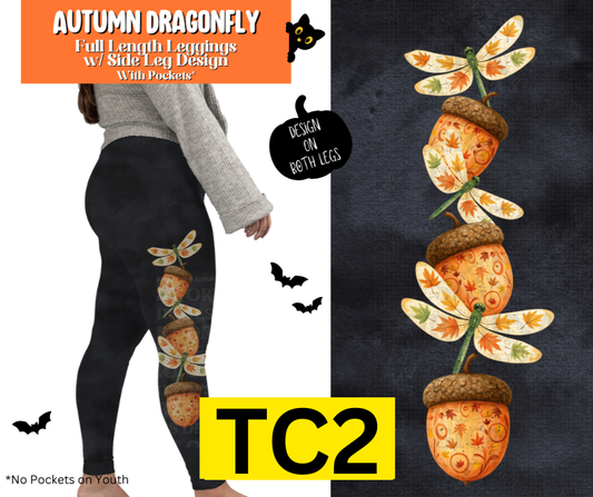 Autumn Dragonfly Full Length Leggings w/ Side Leg Designs