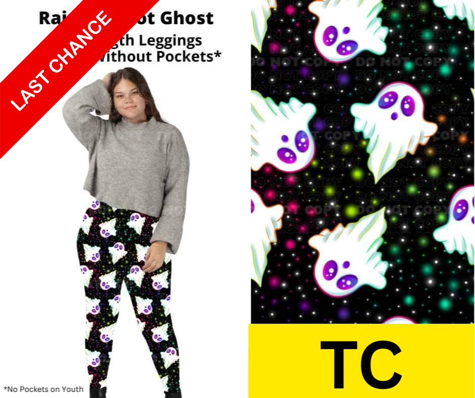 Rainbow Dot Ghost Full Length Leggings w/ Pockets