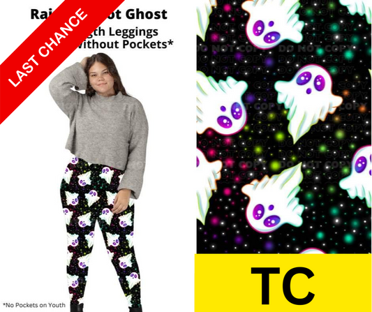 Rainbow Dot Ghost Full Length Leggings w/ Pockets