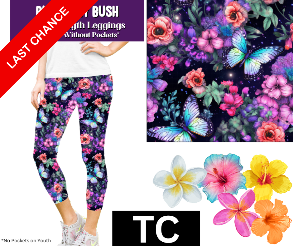 Butterfly Bush Capri Length Leggings w/ Pockets