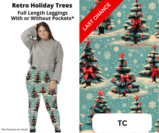 Retro Holiday Trees Full Length Leggings w/ Pockets
