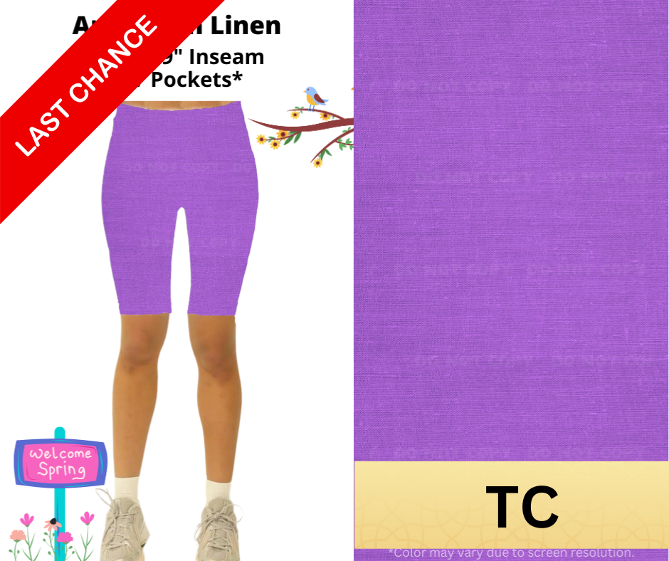 Amaranth Linen 9" Shorts w/ Pockets
