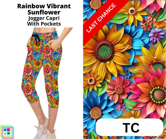 Rainbow Vibrant Sunflower Jogger Capri