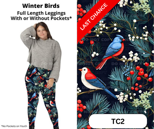 Winter Birds Full Length Leggings w/ Pockets