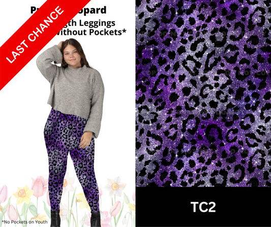 Purple Leopard Full Length Leggings w/ Pockets