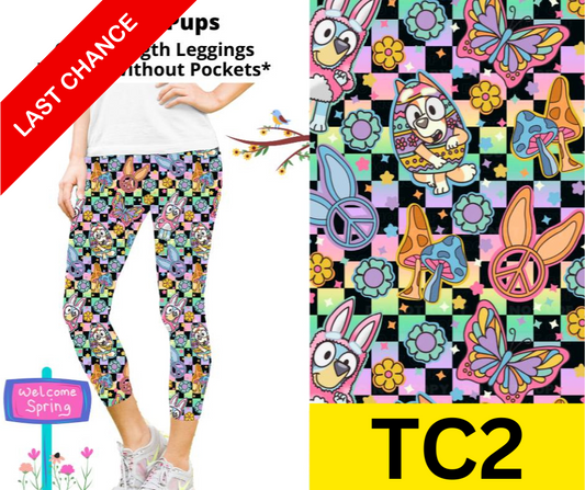 Easter Pups Capri Length Leggings w/ Pockets