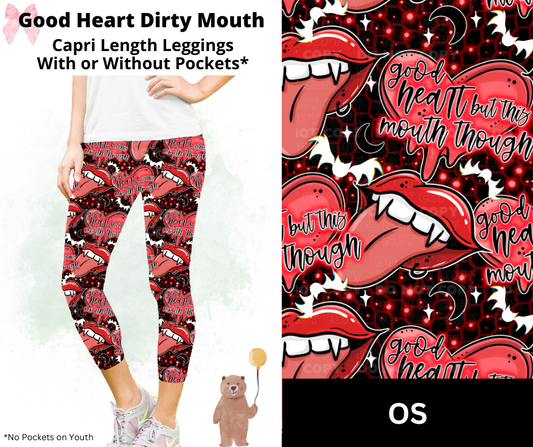 Good Heart Dirty Mouth Capri Length Leggings w/ Pockets