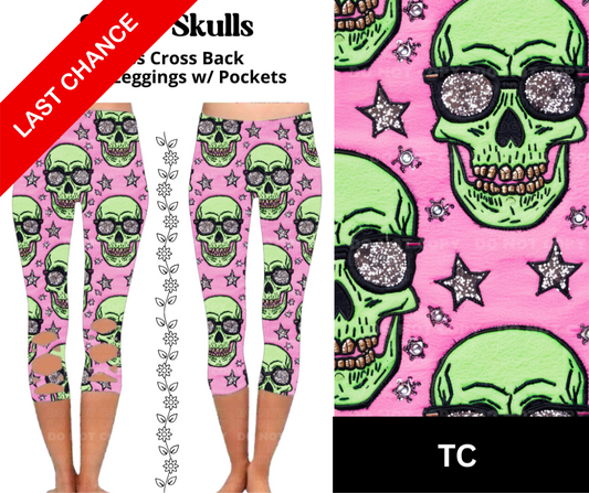 Shady Skulls Criss Cross Capri w/ Pockets
