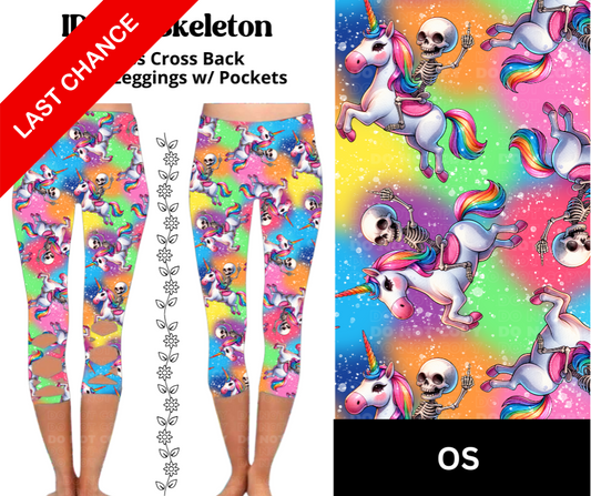 IDGAF Skeleton Criss Cross Capri w/ Pockets