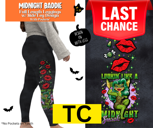 Midnight Baddie Full Length Leggings w/ Side Leg Designs