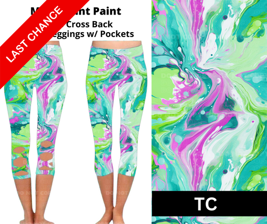 Magic Mint Paint Criss Cross Capri w/ Pockets