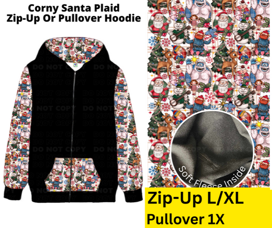 Corny Santa Plaid Zip-Up or Pullover Hoodie