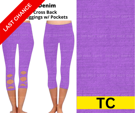 Grape Denim Criss Cross Capri w/ Pockets