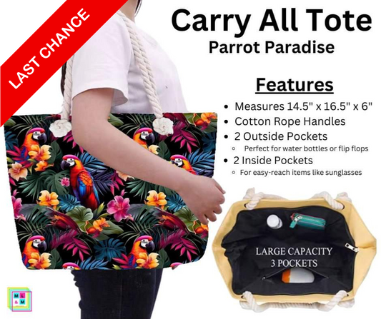 Parrot Paradise Carry All Tote w/ Zipper