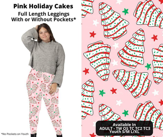 Pink Holiday Cakes Full Length Leggings w/ Pockets