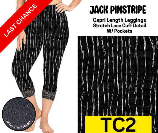 Jack Pinstripe Lace Cuff Capris w/ Pockets