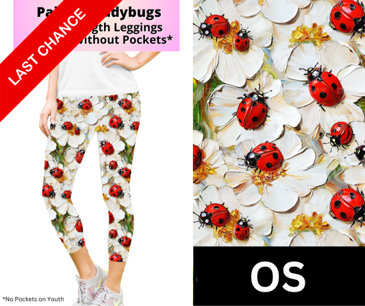 Painted Ladybugs Capri Length Leggings w/ Pockets