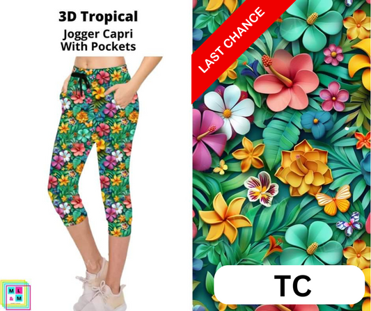 3D Tropical Jogger Capri