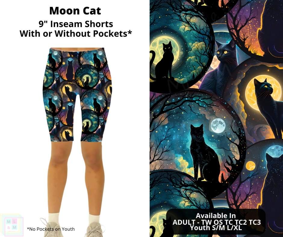 Moon Cat 9" Shorts w/ Pockets