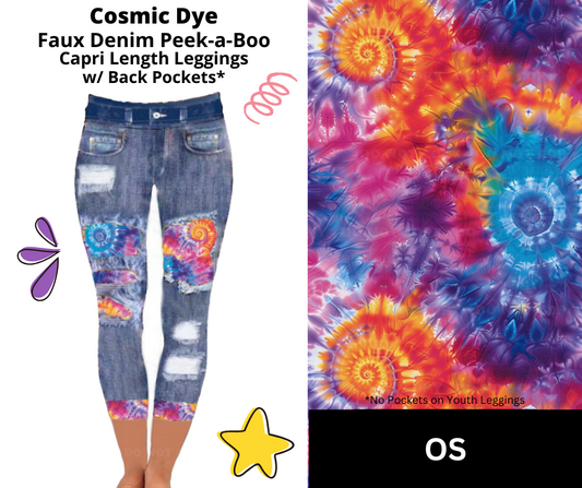 Cosmic Dye Capri Faux Denim Peekaboo
