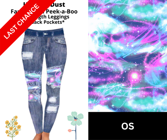 Unicorn Dust Faux Denim Full Length Peekaboo Leggings
