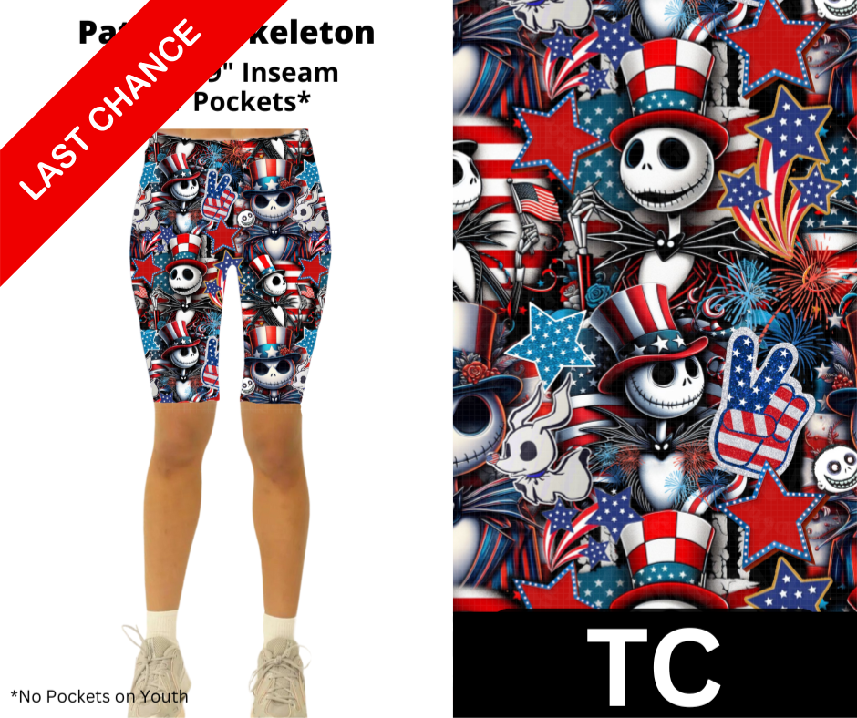 Patriotic Skeleton Jamaica Shorts w/ Pockets