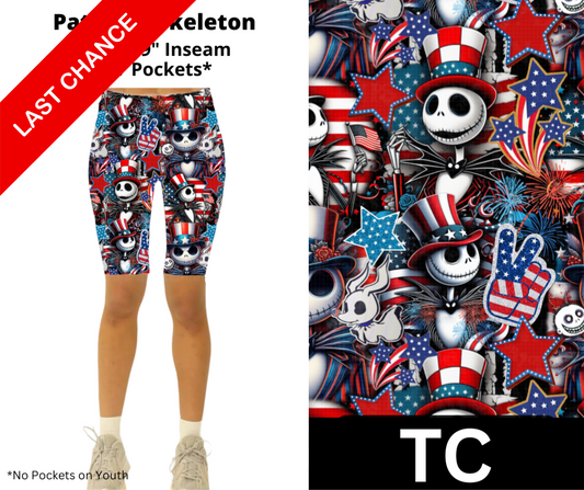 Patriotic Skeleton Jamaica Shorts w/ Pockets