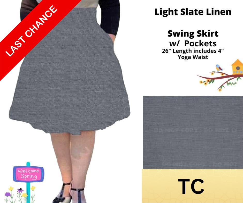 Light Slate Linen Swing Skirt