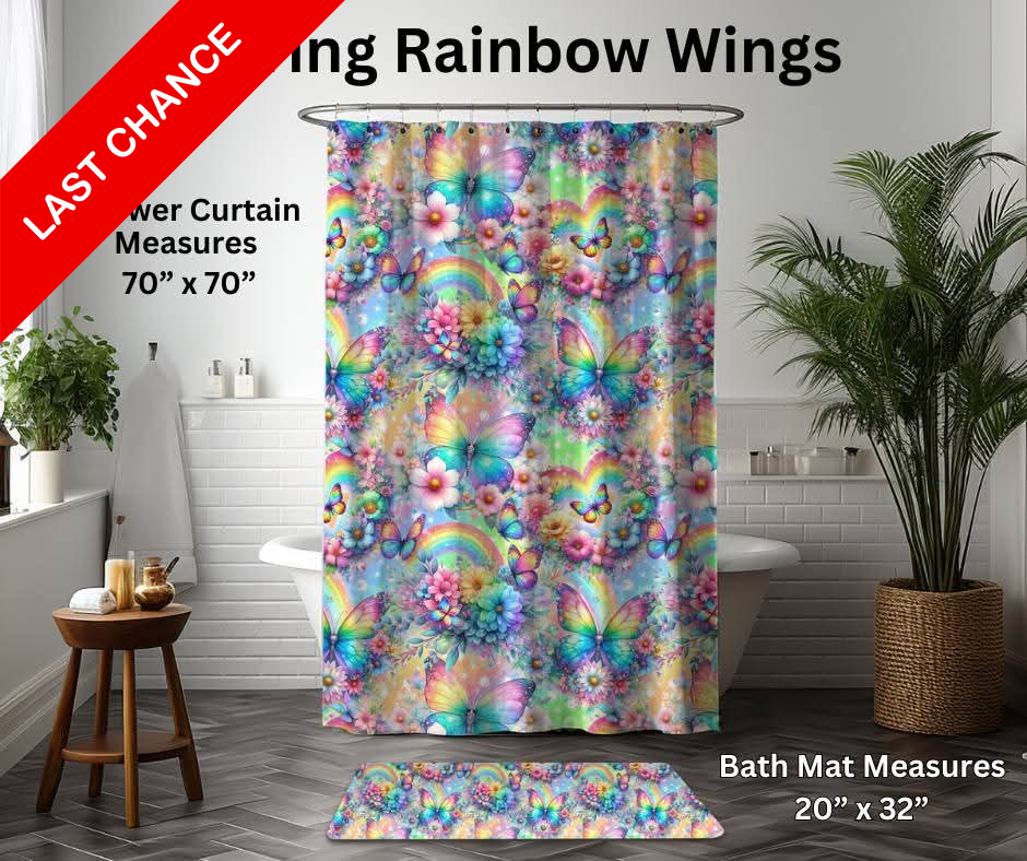 Spring Rainbow Wings Custom Bath Mat
