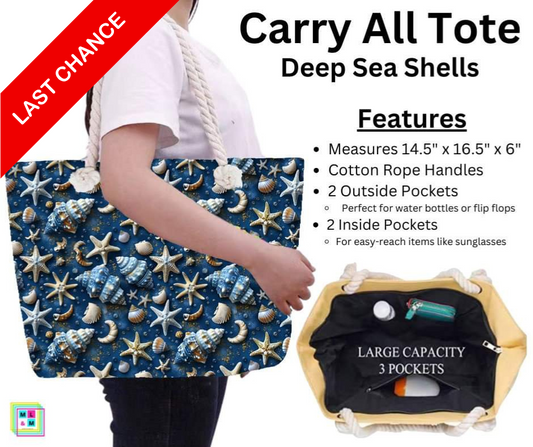 Deep Sea Shells Carry All Tote w/ Zipper