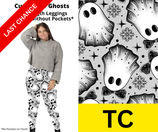 Cute Snow Ghosts Full Length Leggings w/ Pockets