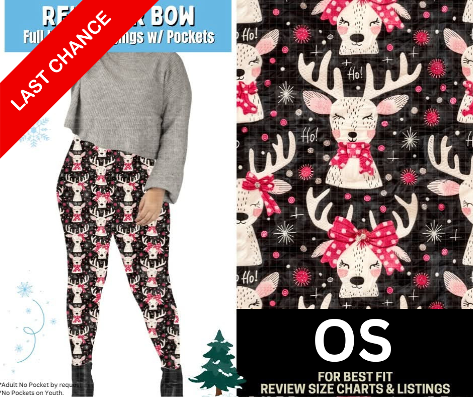 Reindeer Bow Leggings w/ Pockets