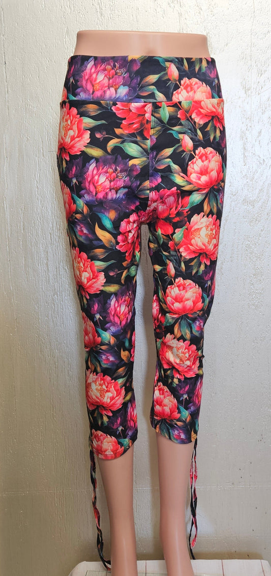 Floral Beauty side tie capris