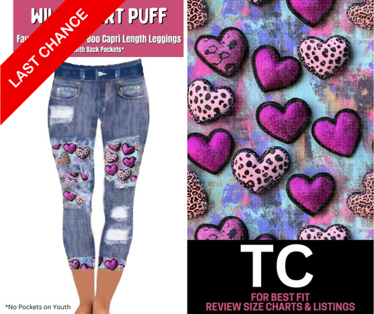 Wild Heart Puff Capri Faux Denim Peekaboo