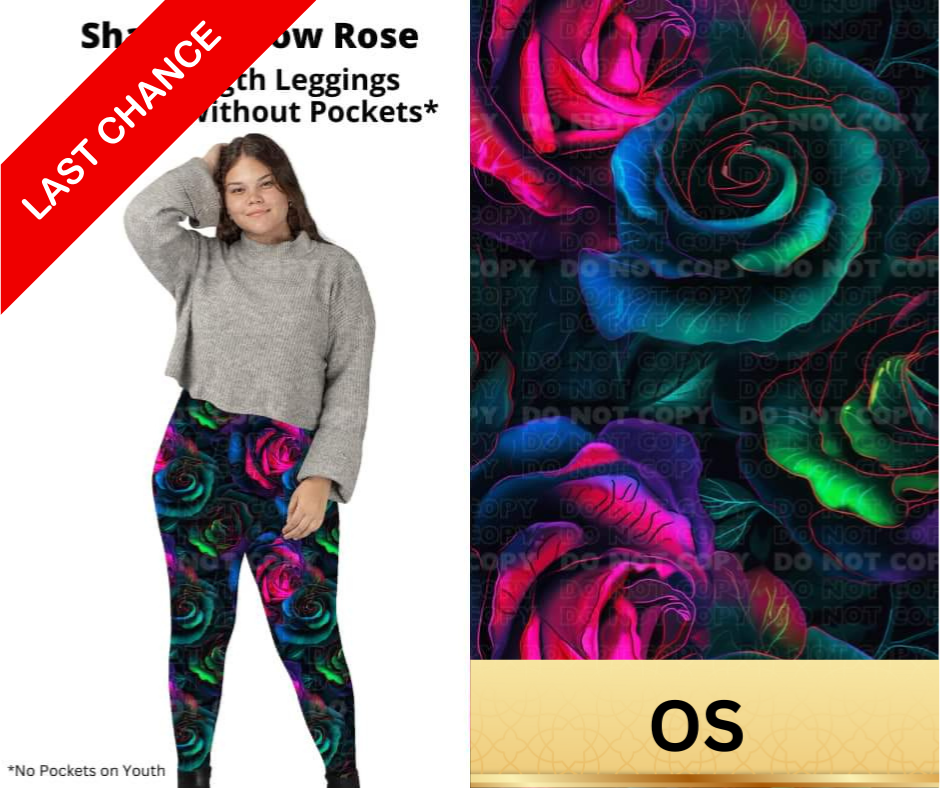 Shadow Glow Rose Full Length Leggings w/ Pockets