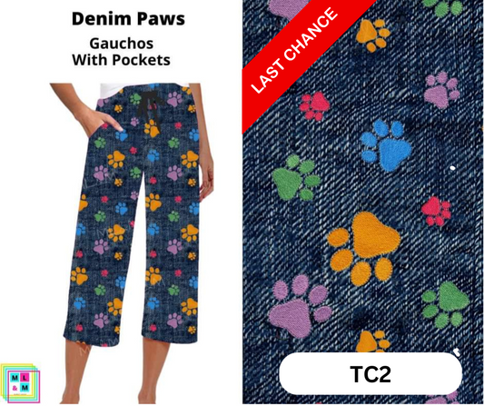 Denim Paws Capri Gauchos