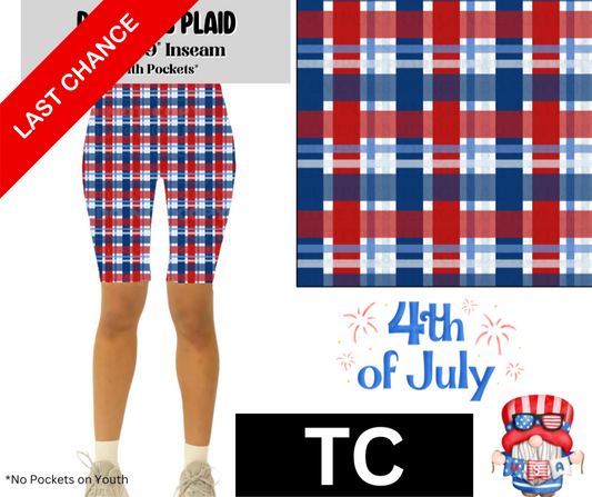 Patriotic Plaid Jamaica Shorts w/ Pockets