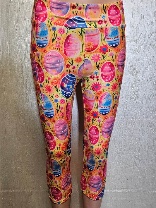 Drawing Eggs capris with pockets